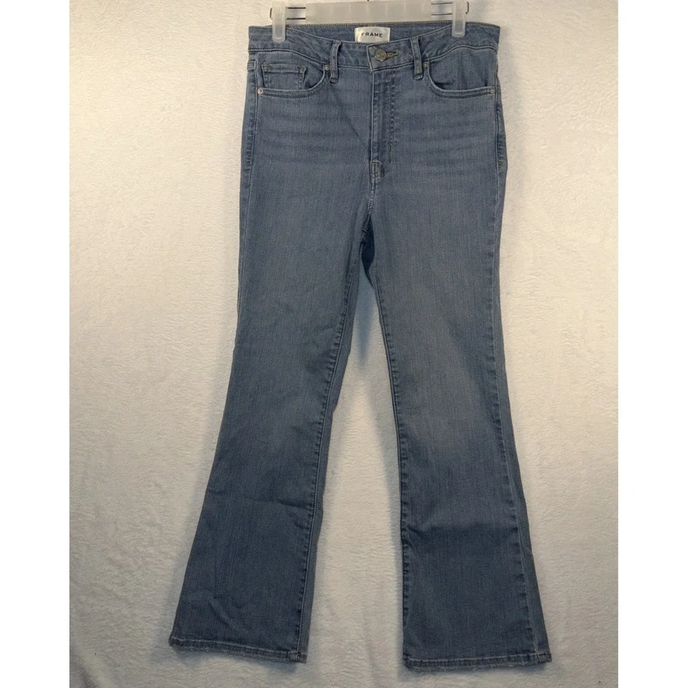 Frame Integrity Flare Light Wash Ankle Crop Stretch Jeans Size 30 - Picture 2 of 7